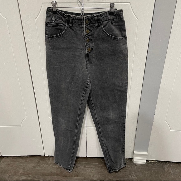 Guess by Georges Marciano Vintage Black Distressed Button Fly Tapered Leg Jeans - Picture 1 of 12